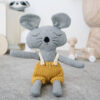Charlie mouse softie in mustard coloured overalls