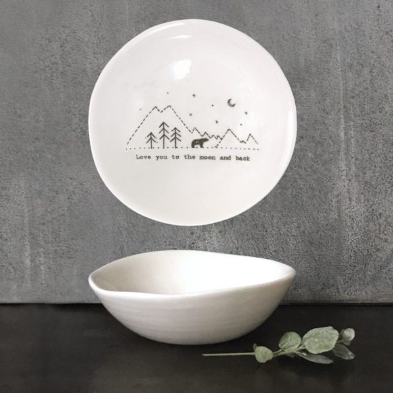 East of india white porcelain trinket bowl love you to the moon and back