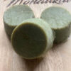three cakes of peppermint and pine shaving soap