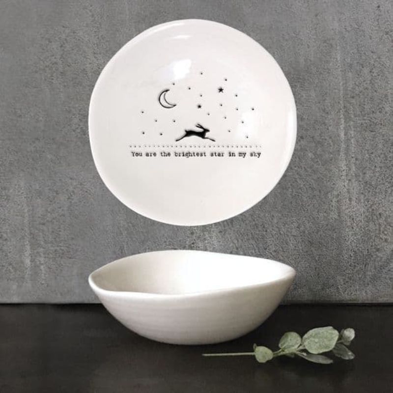 East of india white porcelain trinket bowl you are the brightest star in my sky
