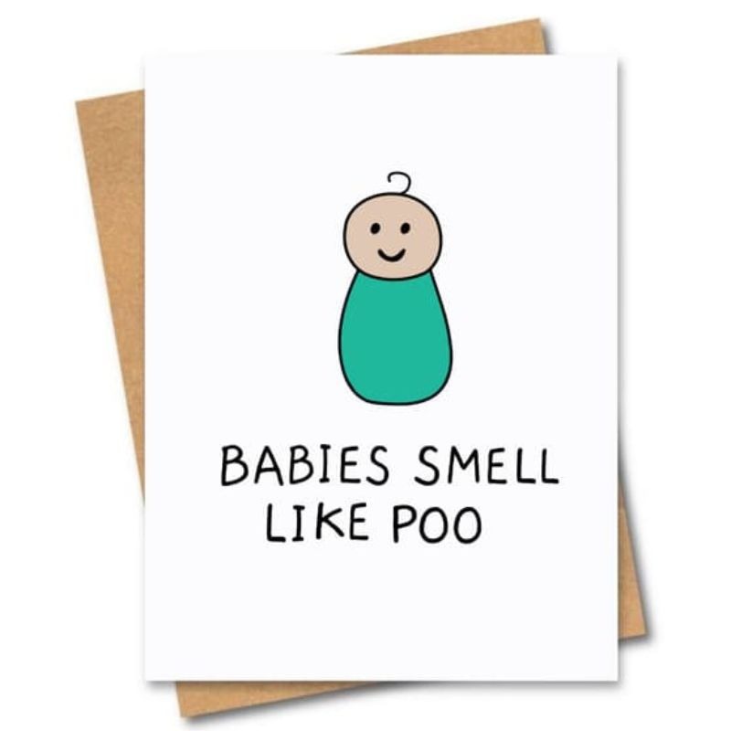 greeting card babies smell like poo