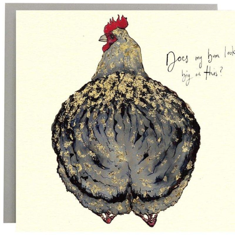 anna wright illustrated greeting card does my bum look big in this
