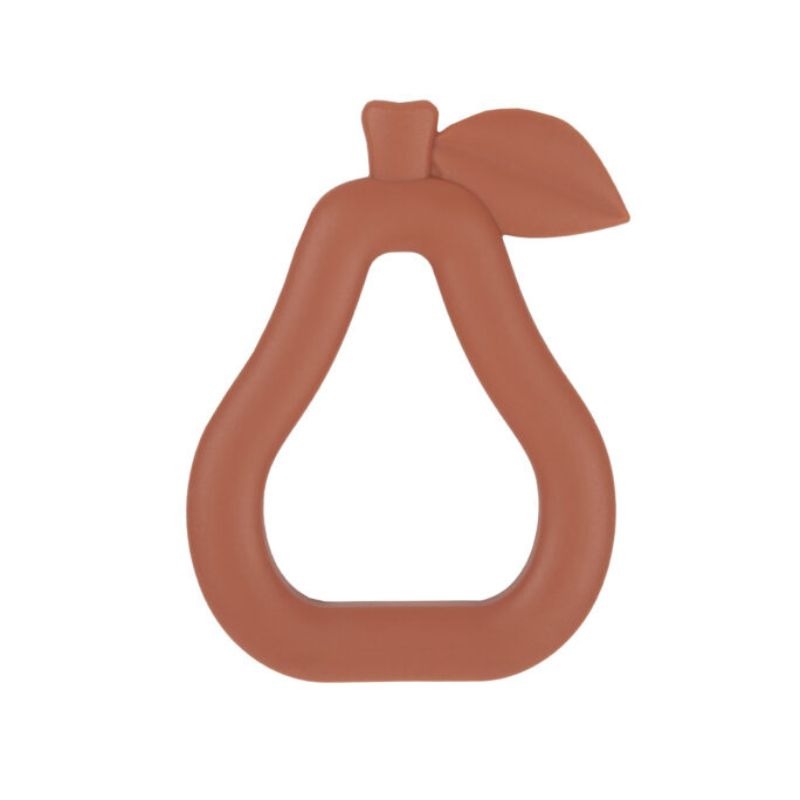 my little giggles silicone pear teether terracotta