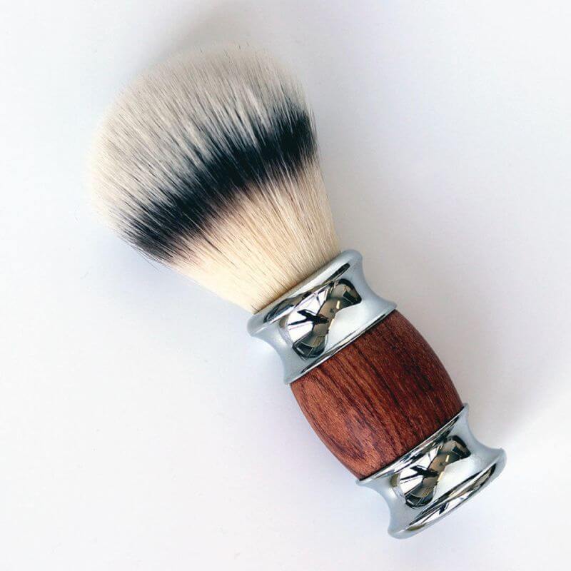 Timber and silver-handled vegan shaving brush