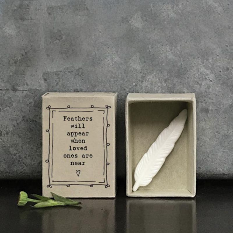 white porcelain matchbox feather feathers will appear