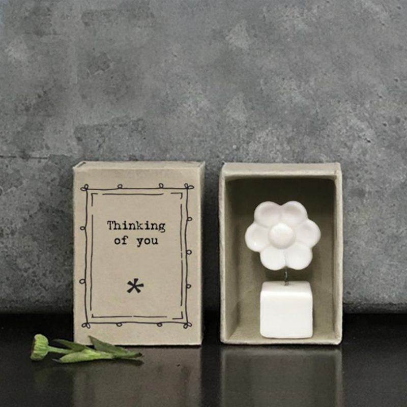 white porcelain matchbox flower thinking of you