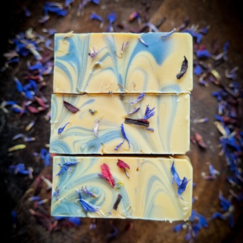 Wild flower and honey soap looking at top of soap