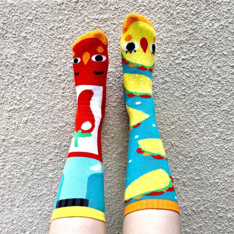 taco and hot sauce adult socks pals