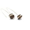 earrings two wooden pebbles with sterling silver on the inside of each sarah bourke