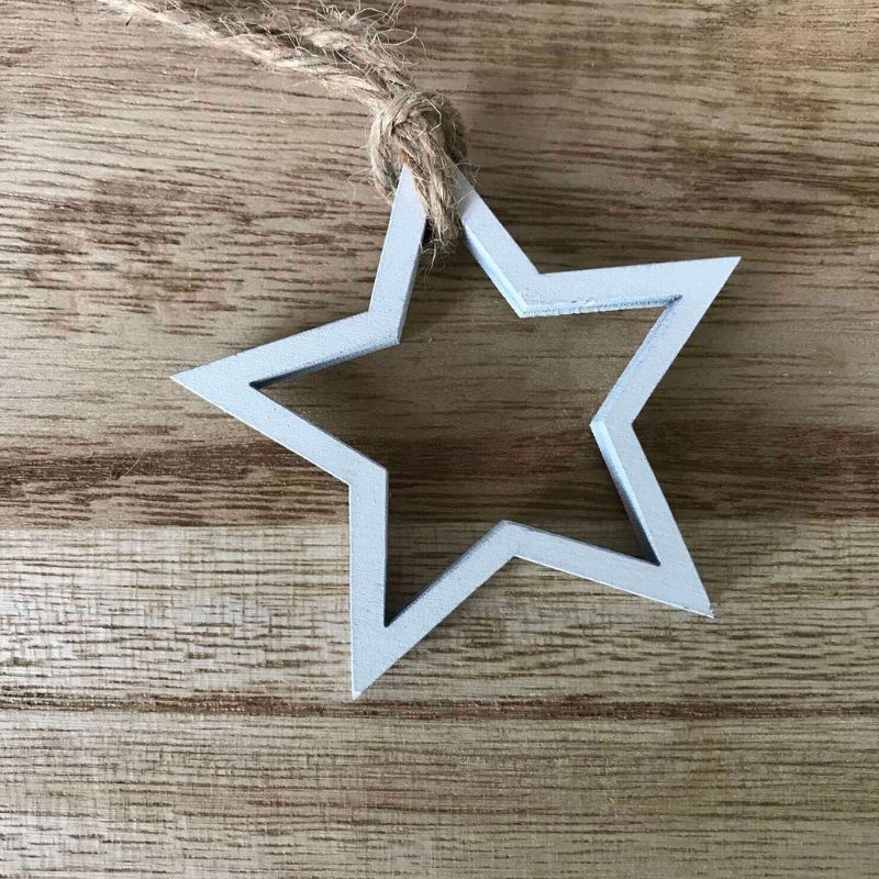 white wooden outline star