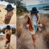 lady wearing a 100% wool felt fedora made in Tasmania