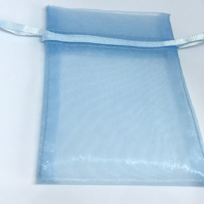 light blue organza bag
