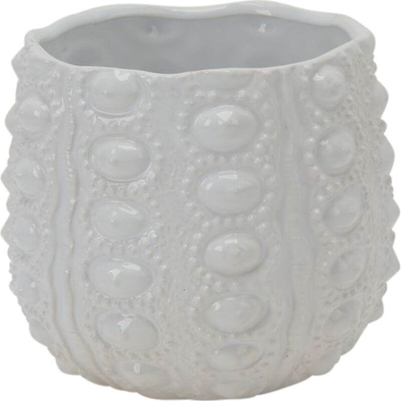 white anemone planter pot with textured finish resembling an anemone