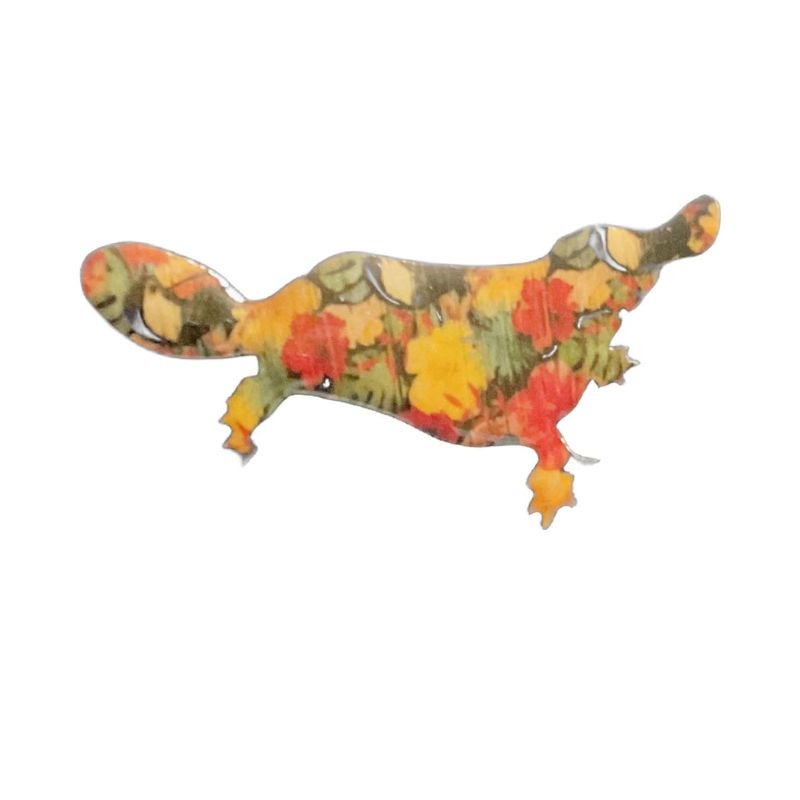 platypus design red and yellow floral