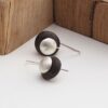 earrings wood disc with matte finish sterling silver domed cap sarah bourke