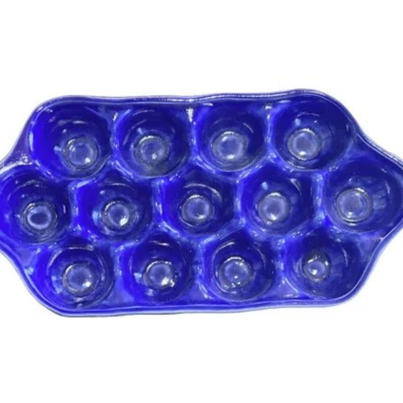 ceramic royal blue bakers dozen egg crate