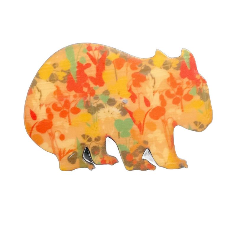 wombat design brooch red floral