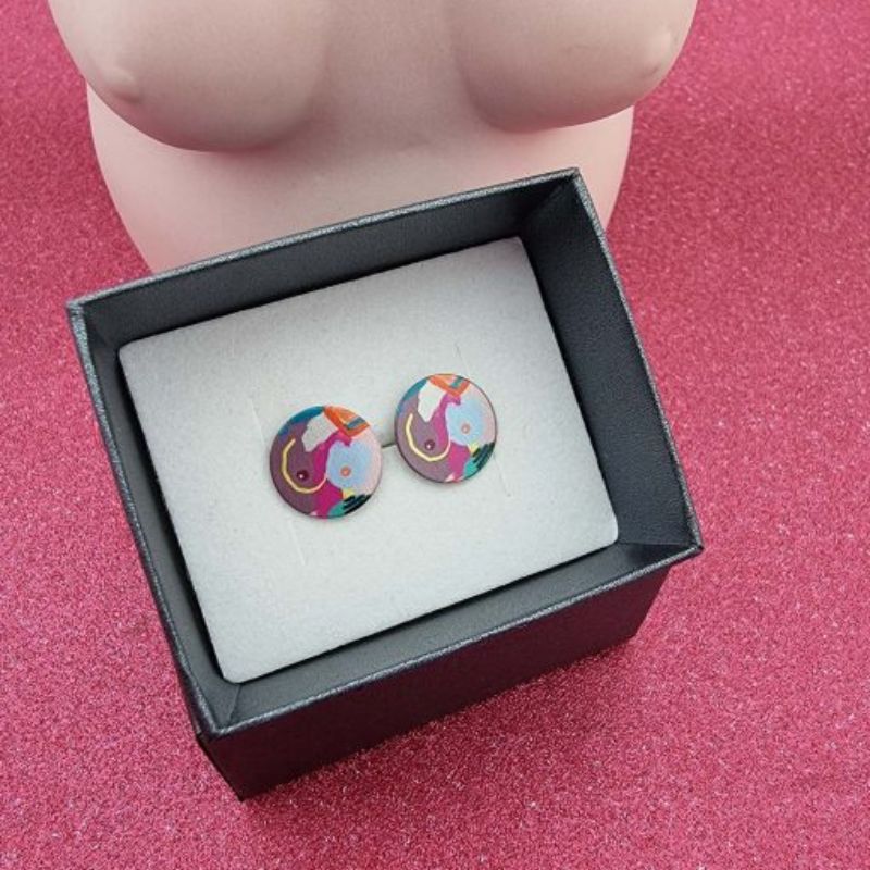 16mm breast design stud earrings in multi colours
