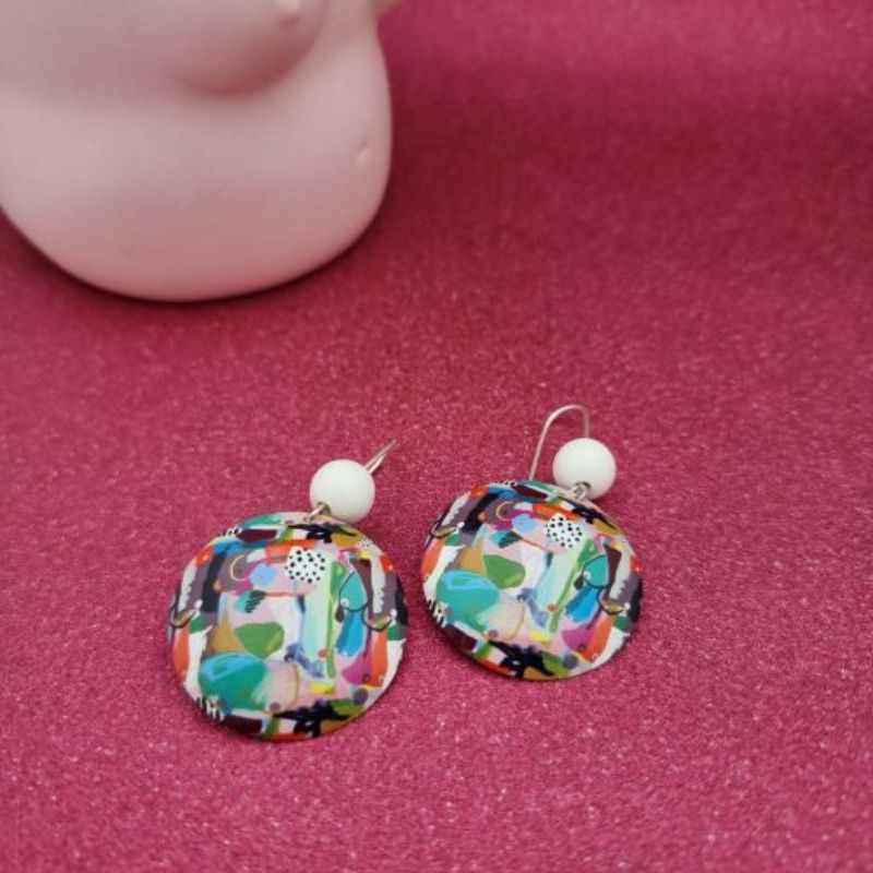Domed 'Breast Friend' Earrings with white porcelain bead