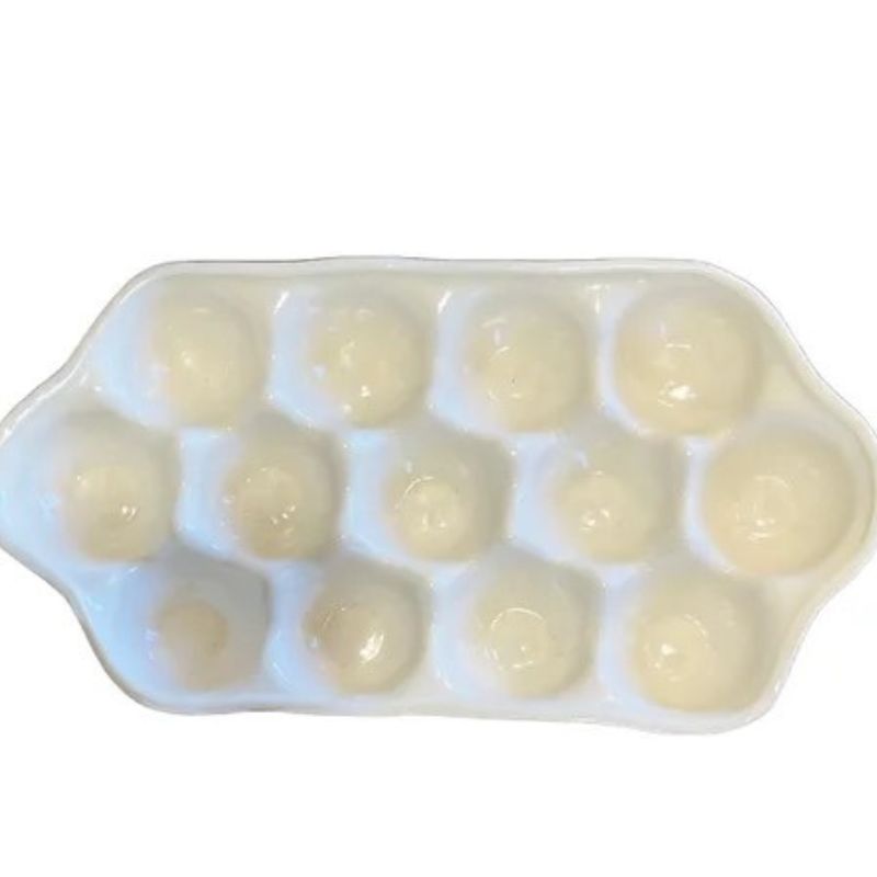 creamy white ceramic bakers dozen egg crate