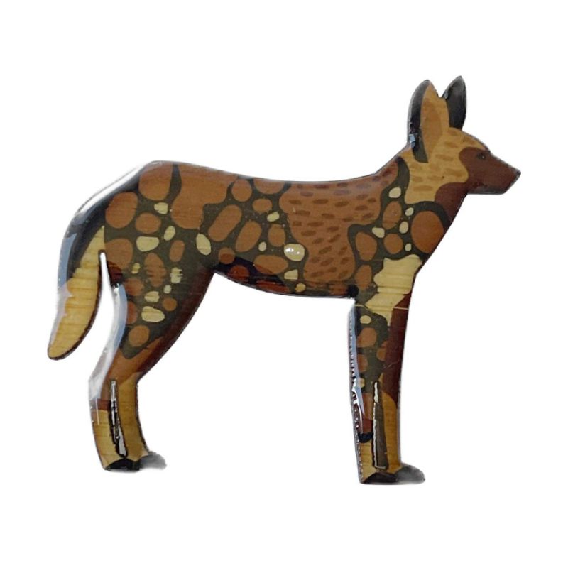 seletan painted dog shaped brooch brown