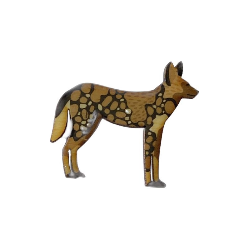 seletan painted dog shaped brooch tan