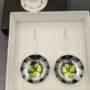 dangle aluminium earrings printed with a passionfruit flower large