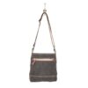 flower pattern dark grey canvas bag with coordinating leather bottom showing back