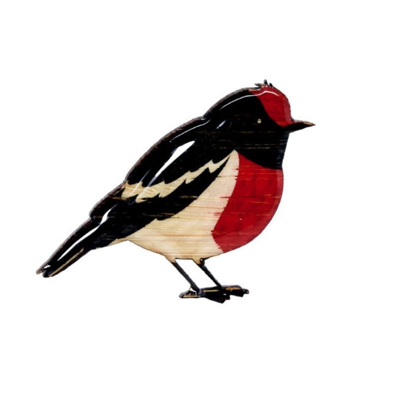 selatan red capped robin brooch