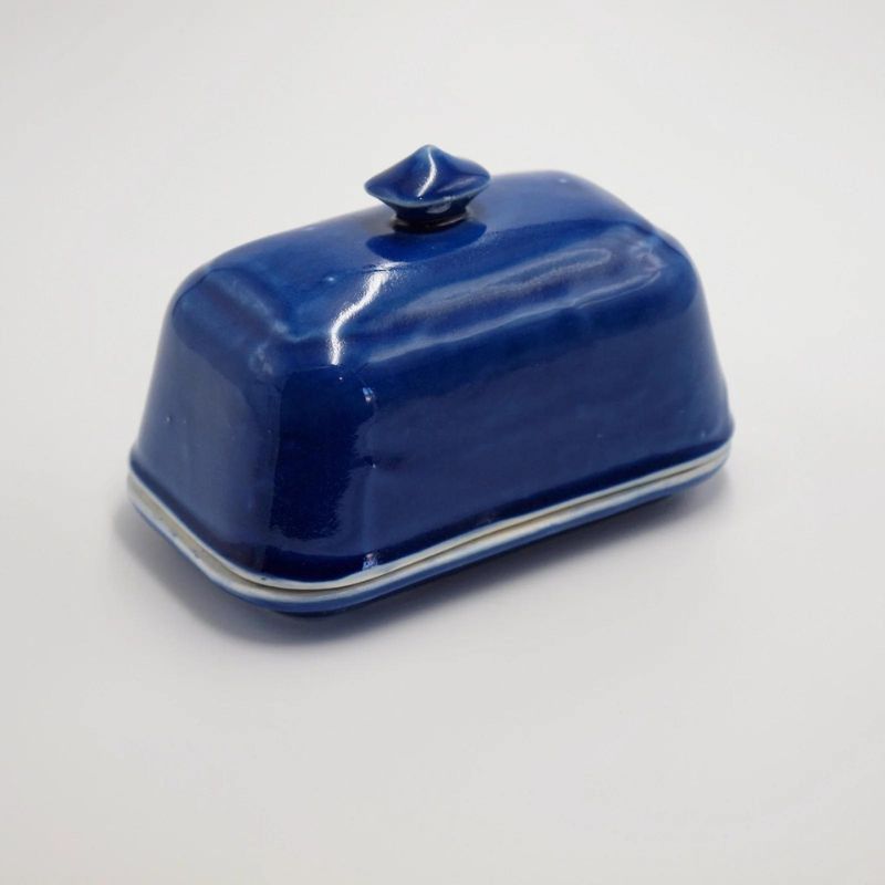 ceramic royal blue butter bell dish