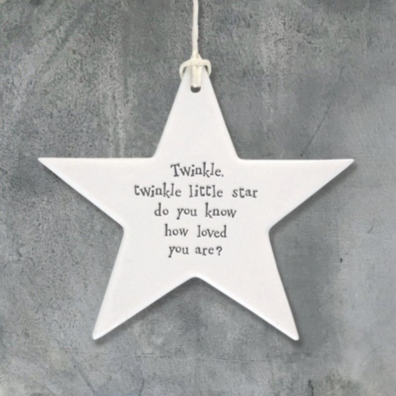 white porcelain star ornament, twinkle twinkle little star do you know how loved you are?