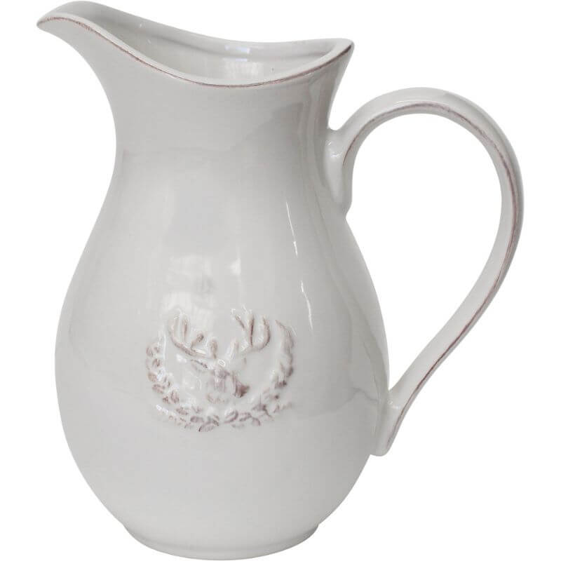 White porcelain jug with deer emblem