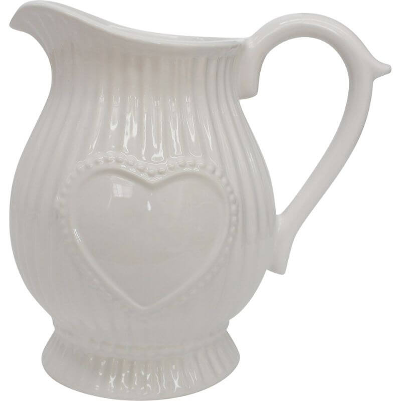 White ceramic jug with french country heart pattern