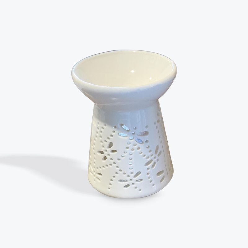 White oil or melt burner tealight with dragonfly cutout design