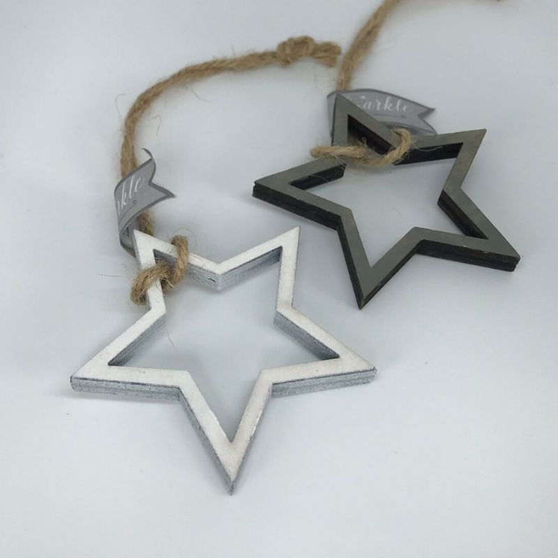 grey and white wooden outline star