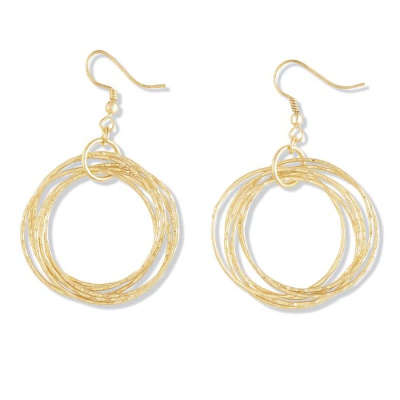 gold earrings with lots of gold hoop