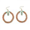 terracotta and blue bead circle dangle earrings with coordinating blue green bead