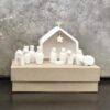 white porcelain tiny nativity scene with box